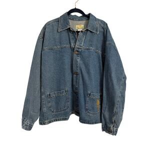 Womens Plus 3X Studded Floral Glitter Distressed Denim‎ Button Trucker Jacket